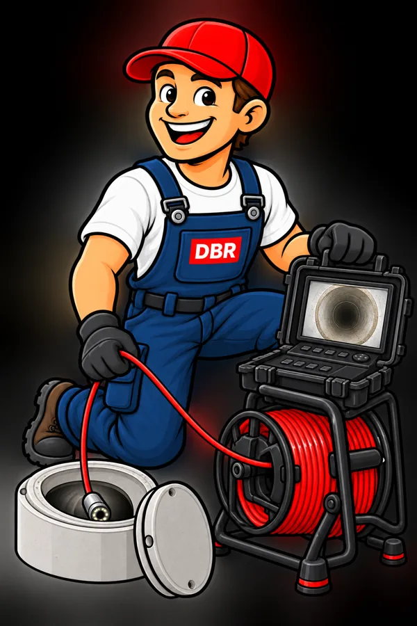 DBR-Handwerkerillustration mit Rohrkamera