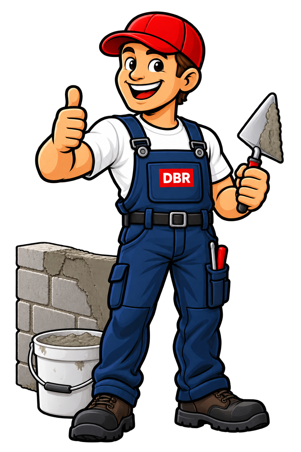 Illustrative DBR-Handwerkerfigur für Kellerabdichtung und Putz